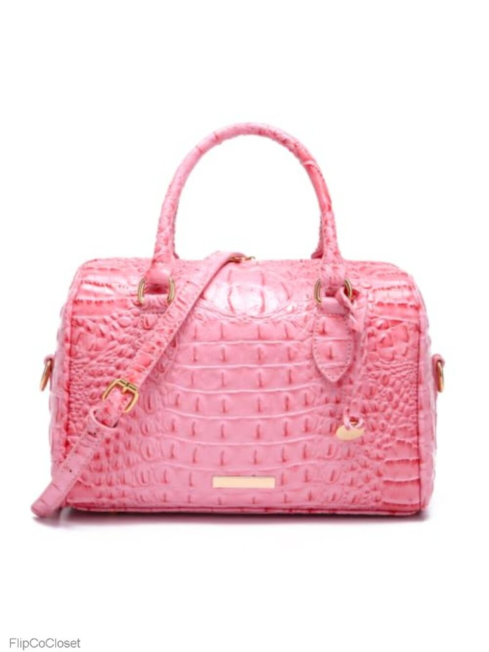 Vegan Leather Crocodile Embossed Satchel Top Handle Shoulder Bag Purse